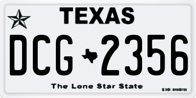 TX license plate DCG2356