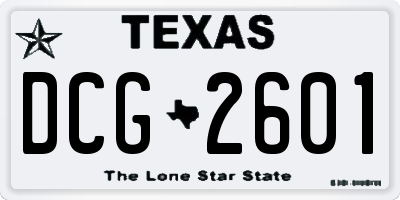 TX license plate DCG2601