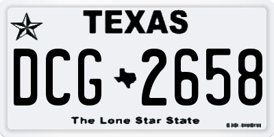 TX license plate DCG2658