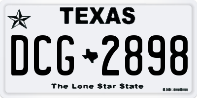 TX license plate DCG2898