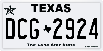 TX license plate DCG2924