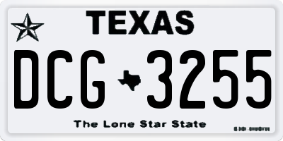 TX license plate DCG3255