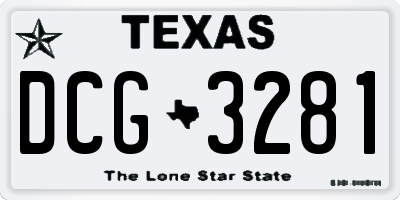 TX license plate DCG3281