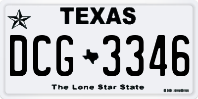 TX license plate DCG3346