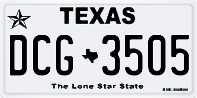 TX license plate DCG3505