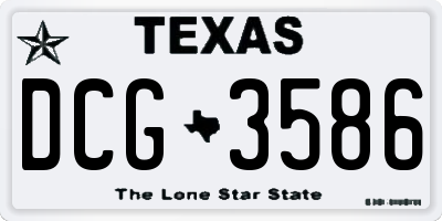 TX license plate DCG3586