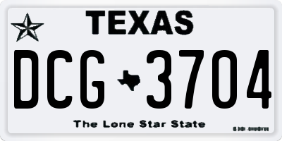 TX license plate DCG3704