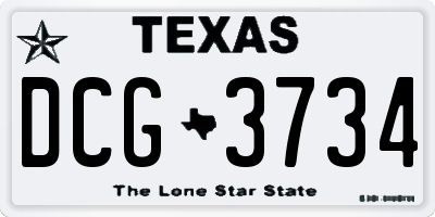 TX license plate DCG3734