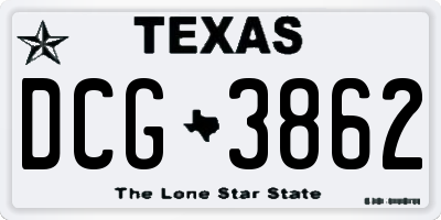 TX license plate DCG3862