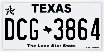 TX license plate DCG3864