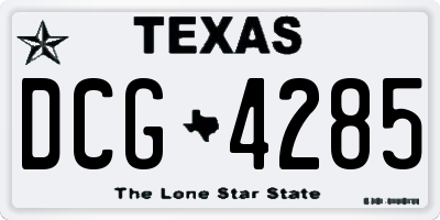 TX license plate DCG4285