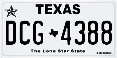 TX license plate DCG4388