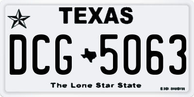 TX license plate DCG5063
