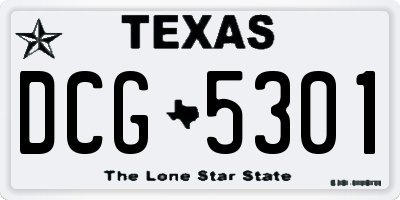TX license plate DCG5301