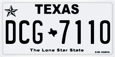 TX license plate DCG7110