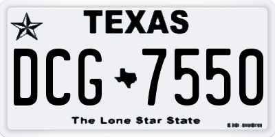 TX license plate DCG7550