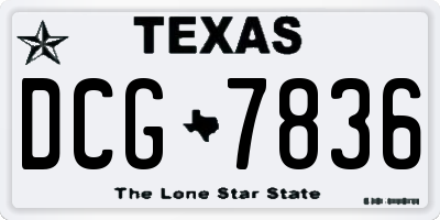 TX license plate DCG7836