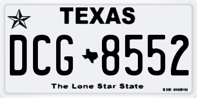 TX license plate DCG8552