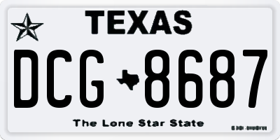 TX license plate DCG8687