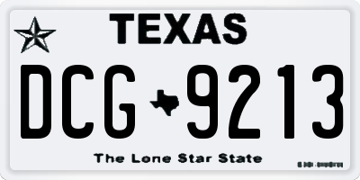 TX license plate DCG9213