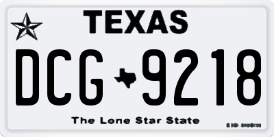 TX license plate DCG9218