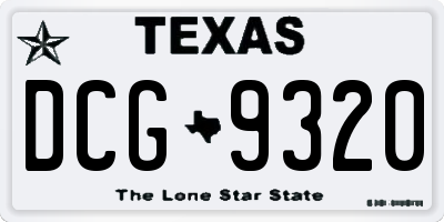 TX license plate DCG9320