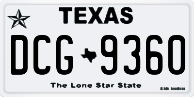 TX license plate DCG9360