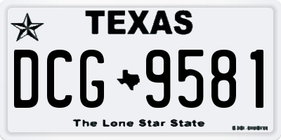 TX license plate DCG9581