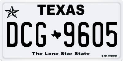 TX license plate DCG9605
