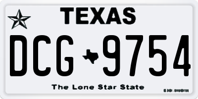 TX license plate DCG9754