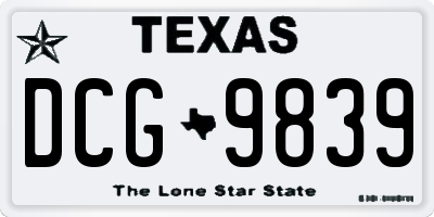 TX license plate DCG9839