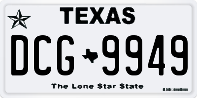 TX license plate DCG9949