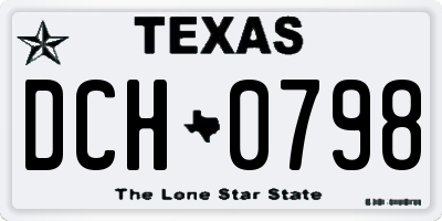 TX license plate DCH0798