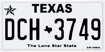 TX license plate DCH3749