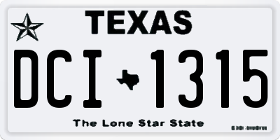 TX license plate DCI1315