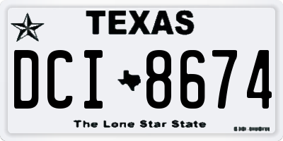 TX license plate DCI8674