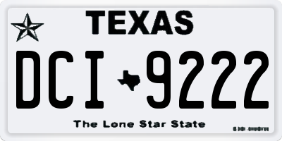 TX license plate DCI9222