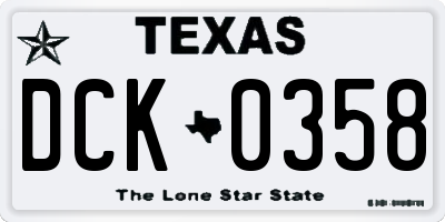 TX license plate DCK0358