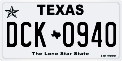 TX license plate DCK0940