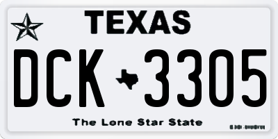 TX license plate DCK3305
