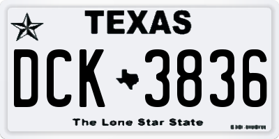 TX license plate DCK3836