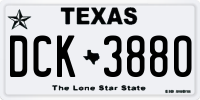 TX license plate DCK3880