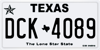 TX license plate DCK4089