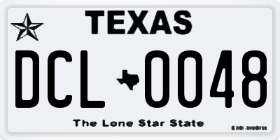 TX license plate DCL0048