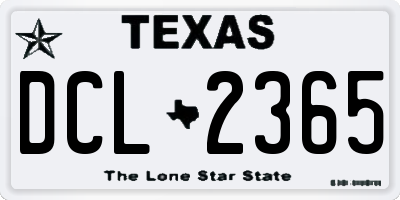 TX license plate DCL2365