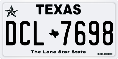 TX license plate DCL7698
