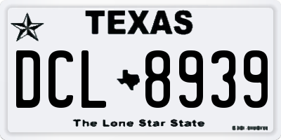 TX license plate DCL8939