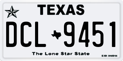 TX license plate DCL9451