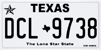 TX license plate DCL9738