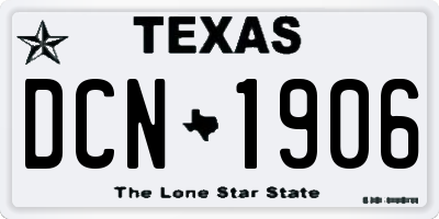 TX license plate DCN1906